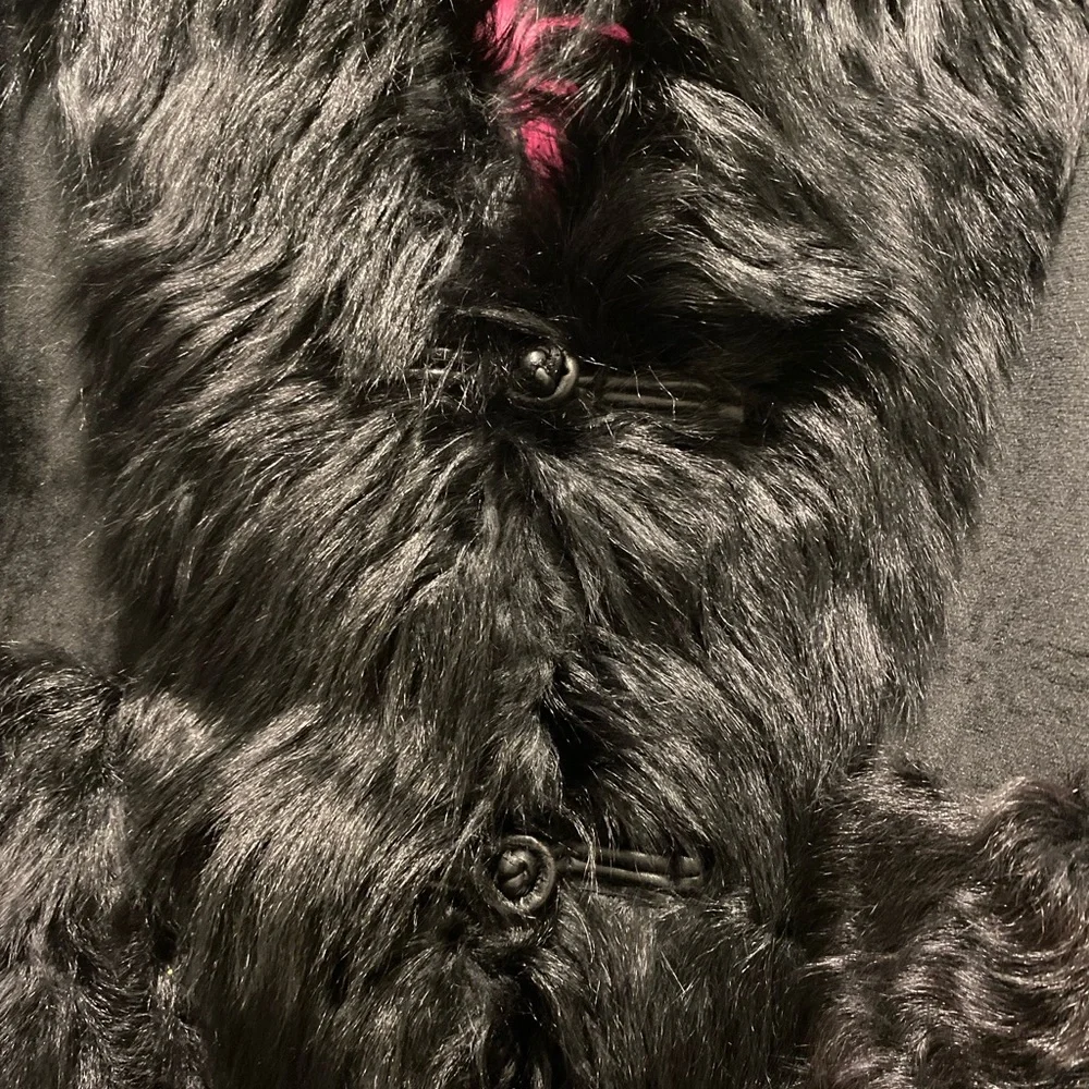 Black Fur Leather Chic Layering Coat M/L NWT High End Designer Statement Luxury - Picture 8 of 14